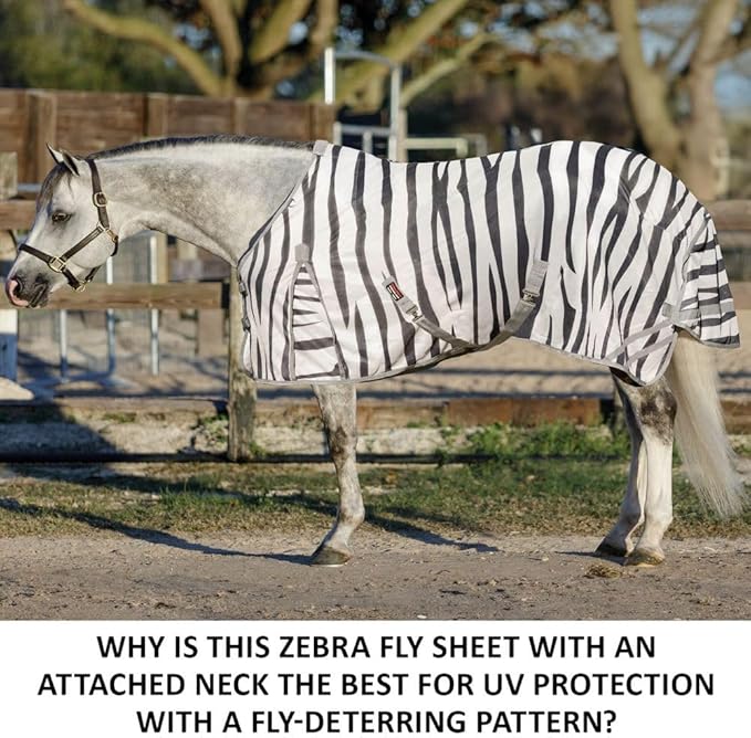 Schneiders Soft Interlock Mesh II Zebra Horse Fly Sheets | Striking Zebra Pattern for Fly Deterrence &amp; Superior UV Protection