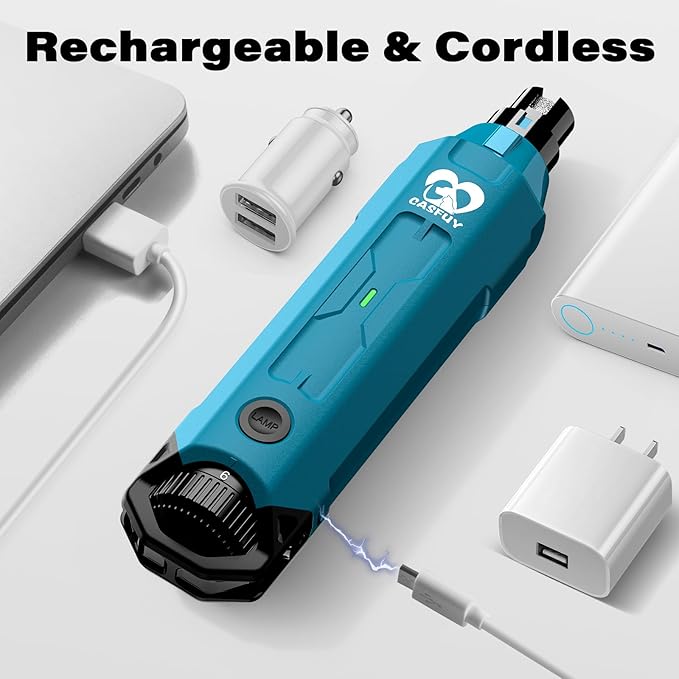 Casfuy 6-Speed Dog Nail Grinder - Newest Enhanced Pet Nail Grinder Super Quiet Rechargeable Electric Dog Nail Trimmer Painless Paws Grooming &amp; Smoothing Tool for Large Medium Small Dogs (Bright Blue)