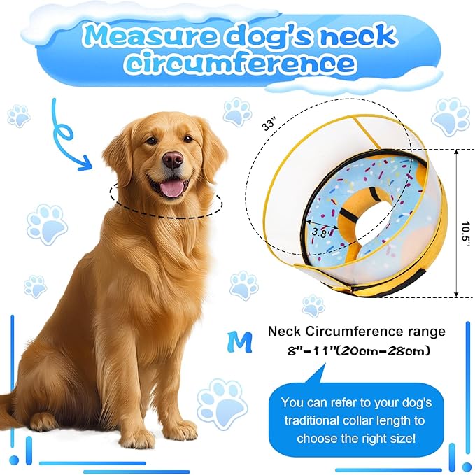 Inflatable Dog Cone Collar with Detachable Enhanced Anti-Licking Shield, Soft Neck Donut Collar for Dogs After Surgery, Adjustable Dog Cone Alternative for Large Medium Small Dogs &amp; Cats