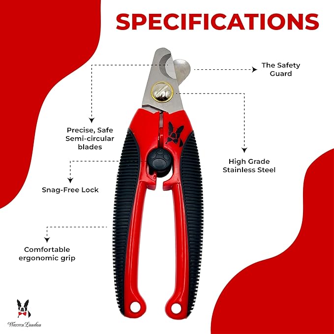 Warren London Dog Nail Clippers – Large Breed Nail Trimmer with Stainless Steel Blade, Safety Guard &amp; Non-Slip Handle | Professional Grooming Tool for All Dog Sizes