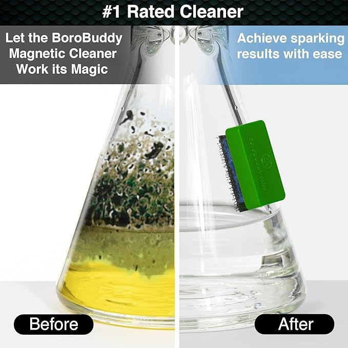SNOWTREE Magnetic Glass Cleaner BoroBuddy | Glass Pieces, Bottles, Vases | Compact Design for Tighter Spaces &amp; Smaller Glass Pieces | Double Sided | Green