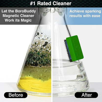 SNOWTREE Magnetic Glass Cleaner BoroBuddy | Glass Pieces, Bottles, Vases | Compact Design for Tighter Spaces &amp; Smaller Glass Pieces | Double Sided | Green