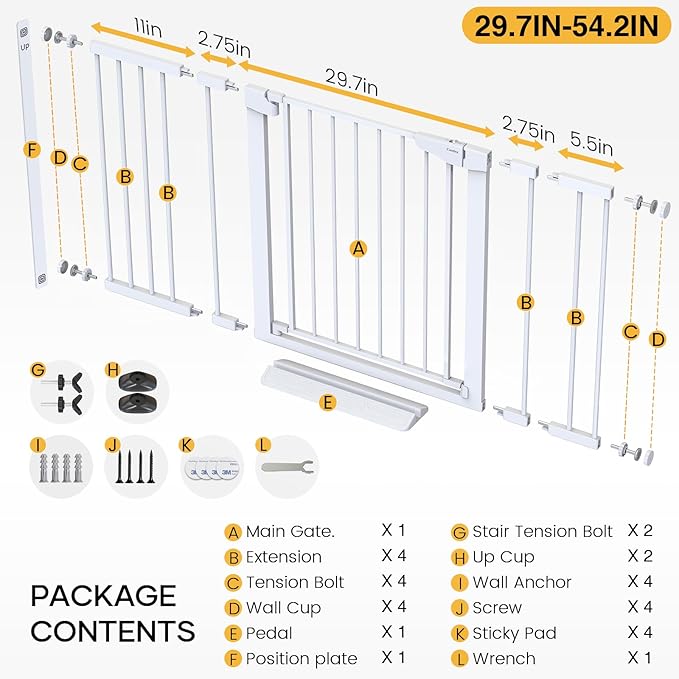 Cumbor 29.7-54.2" Wide Baby Gate for Stairs, Mom&