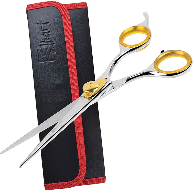 Sharf Gold Touch Pet Grooming Shear | Straight Cat &amp; Dog Grooming Scissors | 6.5 Inch | 440c Japanese Stainless Steel Pet Dog Shearing Scissors | Animal Shears with Removable Comfort Rings