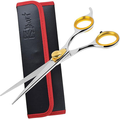 Sharf Gold Touch Pet Grooming Shear | Straight Cat &amp; Dog Grooming Scissors | 6.5 Inch | 440c Japanese Stainless Steel Pet Dog Shearing Scissors | Animal Shears with Removable Comfort Rings
