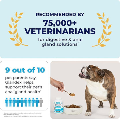 Vetnique Labs Glandex Dog Fiber Supplement Powder for Anal Glands with Pumpkin, Digestive Enzymes &amp; Dog Probiotics for Digestive Health - Vet Recommended - Boot The Scoot (Pork Liver, 5.5oz Powder)
