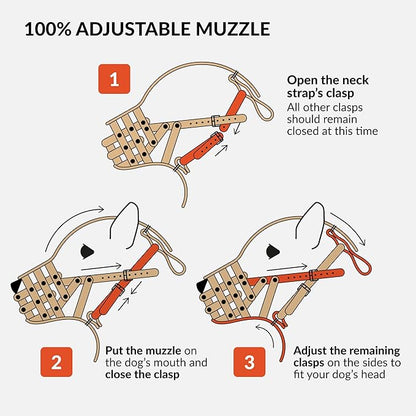 CollarDirect Dog Muzzle German Shepherd Dalmatian Doberman Setter Leather Basket Medium Large Breeds (Chestnut Brown, Medium)