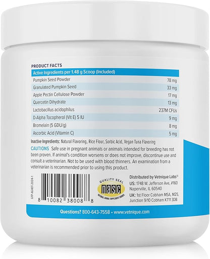 Vetnique Glandex Feline Anal Gland or Daily Probiotic Fiber Supplement Powder for Cats with Digestive Enzyme, Probiotics and Pumpkin, Vet Recommended for Healthy Bowels (4oz, Anal Gland Powder - Tuna)