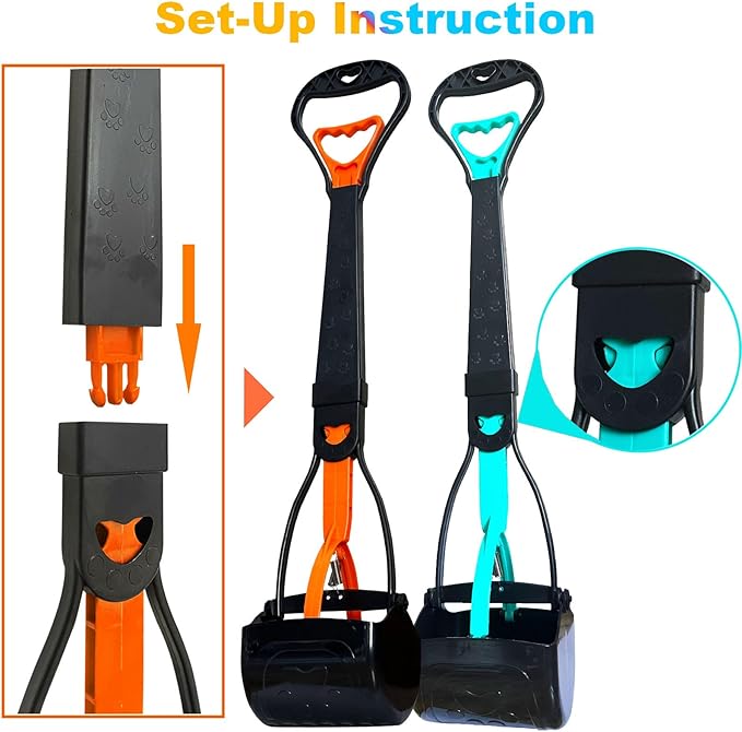 2-Piece Pooper Scooper for Large Medium &amp; Small Dogs Heavy Duty,Long Handled Dog Poop Scooper for Grass,Durable Dog Poop Pick Up Tool