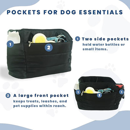 Lightweight Dog Purse Carrier for Small Dogs Under 15 lbs, Puffy Quilted Pet Carrier Tote for Puppies with Safety Leash Clip, Women&