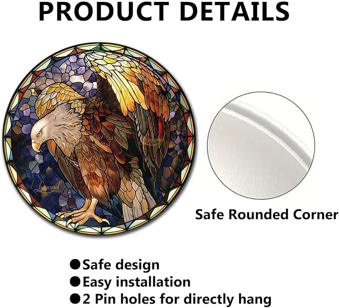 Lygond Metal Tin Vulture Sign - Stained Glass, 88 Inches, For Garden &amp; Gift