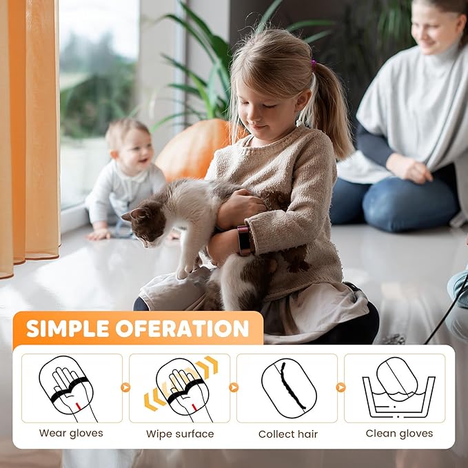 Pet Hair Removal Glove for Cats &amp; Dogs, Reusable Pet Hair Remover Electrostatic Gloves for Couch, Furniture, Carpet