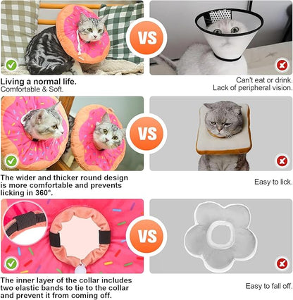 BEAUTYZOO Cat Cone Collars Soft, Cat Recovery E Collars After Surgery to Stop Licking, Adjustable Elizabeth Circle Collar Cute Pet Donut Pillow for Cats Kitten Small Dogs, Pink S