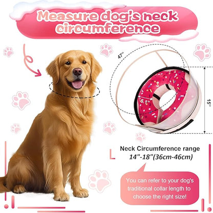 Inflatable Dog Cone Collar with Detachable Enhanced Anti-Licking Shield, Soft Neck Donut Collar for Dogs After Surgery, Adjustable Dog Cone Alternative for Large Medium Small Dogs &amp; Cats