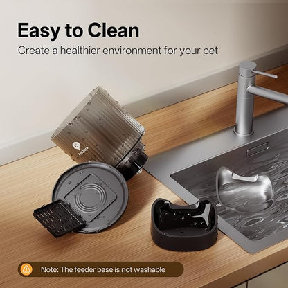 Automatic Cat Feeder WiFi- 5Ghz Cat Food Dispenser with APP Remote Control- Auto Pet Feeder for Small Dog Indoor- Easy to Set Up and Clean- Dual Power with Desiccant Bag&amp; Stainless Steel