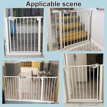 WAOWAO Triple Lock Baby Gate Extra Wide 86.22-90.55" Pressure Mounted Walk Through Swing Auto Close Safety Black Metal Dog Pet Puppy Cat for Stairs,Doorways,Kitchen