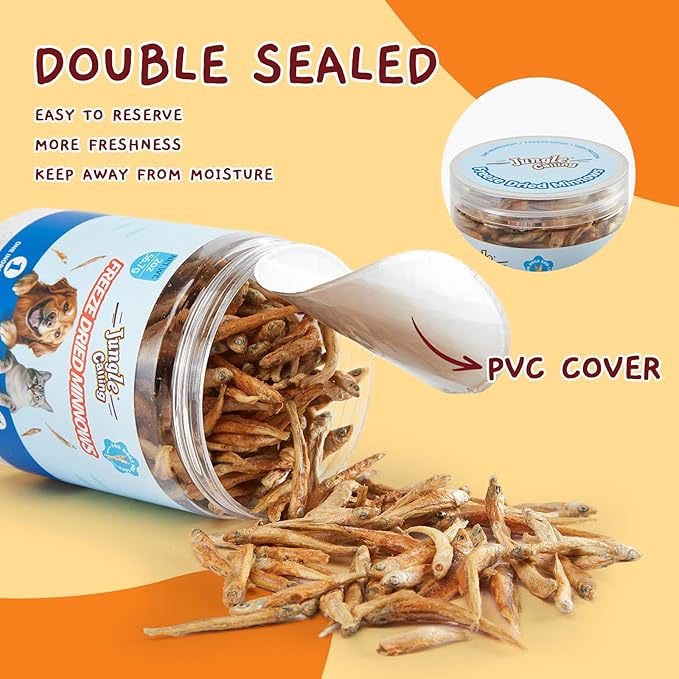 Jungle Calling Freeze Dried Minnows for Cats &amp; Dogs, Single Ingredient Fish Cat &amp; Dog Treats, High Protein Grain Free Pet Training Snacks, 2 oz
