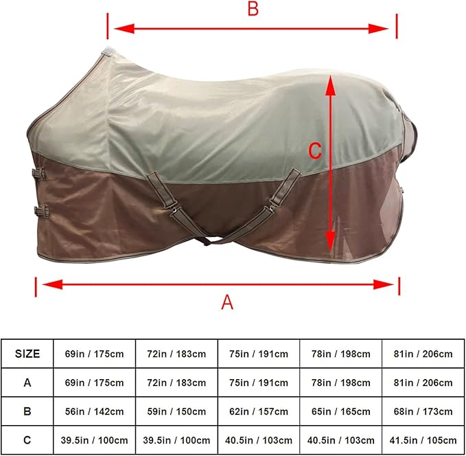 BARN &amp; STABLE Breathable and UV Protective Tear-Resistant Mesh Horse Fly Sheet Comfy Equine Summer Sheet with Removable Web Leg Straps