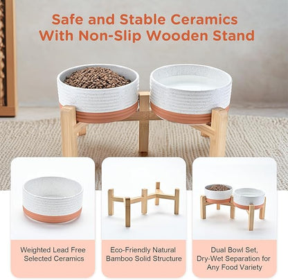 SPUNKYJUNKY Elevated Dog Bowls Ceramic, 6.1&