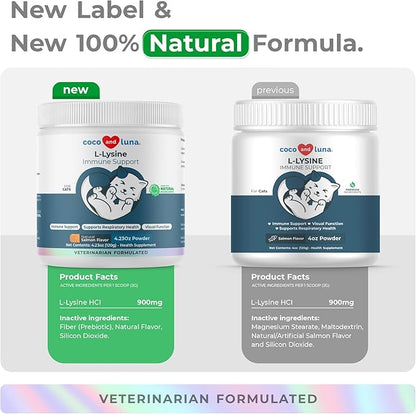 L-Lysine Supplement for Cats 900mg/scoop - Cat Supplement for Sneezing and Runny Nose, Cold, Immune Support, Eye Function, and Respiratory Health – Lysine Powder