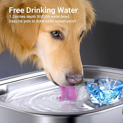 Stainless Steel Dog Water Fountain,3 Gallon Large Pet Water Fountains for Dogs and Cats, 11L /386oz Dog Water Bowl Dispenser w/Filter Drinking Bowls Indoor, Cat Founatin Quiet Pump, Easy to Use