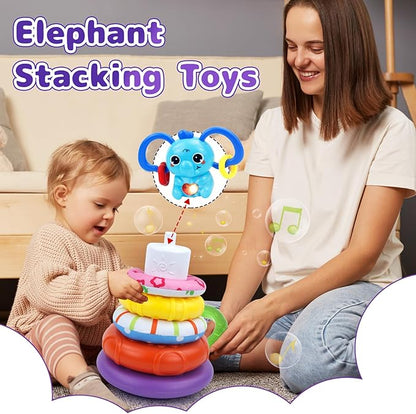 5 in 1 Baby Toy for 12 18 Month, Learning Toys for Babies 12-18 Months, Baby Busy Cube, Stacking&amp;Sensory, Pull String&amp;Piano Xylophone Toy, Birthday Gift for 12+ Month