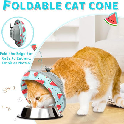 Cat Cone Collar Soft to Stop Licking, Adjustable, Foldable Lightweight Kitten Cones After Surgery Recovery for Cats &amp; Kittens, Cat Cone Alternative (Blue, L)