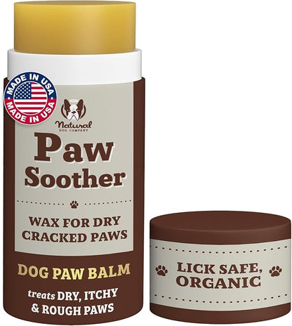 Natural Dog Company Paw Soother Balm &amp; Wax for Dogs, Moisturizing Relief for Dry, Cracked Paws, Lick-Safe, Repairs &amp; Heals, Protects Against Extreme Weather, Coconut Oil &amp; Vitamin E, 2 oz Stick