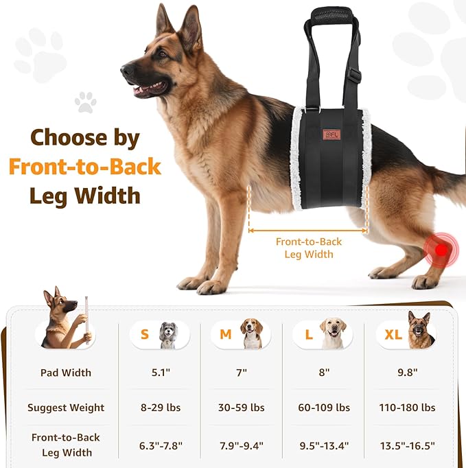 Adjustable Dog Lift Harness, Dog Sling for Large Dogs Hind Leg Support, Soft Lift Support Helps Senior, Injured, Disabled and After ACL Surgery Dogs-Black &amp; Grey (X-Large)