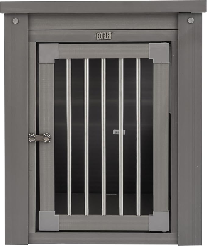 New Age Pet ECOFLEX Dog Crate End Table - Furniture-Style Pet Crate for Crate Trained Dogs - Stainless Steel Tubing &amp; a Latched Closure - 10 Year Manufacturer&