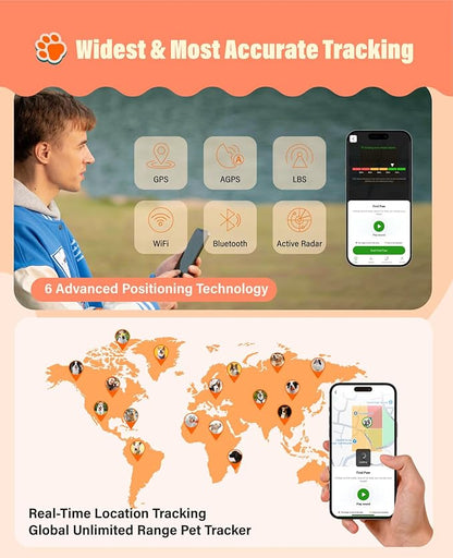 GlocalMe PetPhone for Dog and Cat, Support Play Music and Two-Way Call, Pet Community and AI Health Alerts, Real Time Tracking and Virtual Fence, Unlimited Range Pet GPS Tracker (Green)