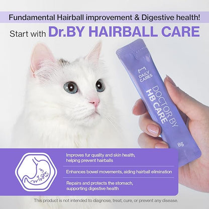 Dr.by HB Care Hairball Supplement for Cats– Hairball Relief Furball Control Remedy &amp; Digestive Support Supplements with Omega-3, Chitosan-30 Individuallly Packaged (1 Pack, 30 Count)
