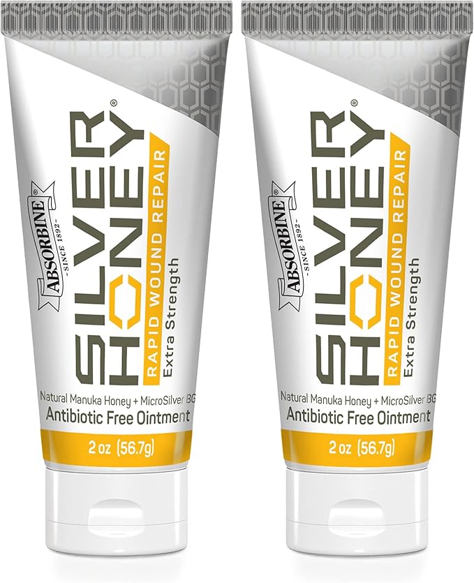 Absorbine Silver Honey Rapid Wound Repair Ointment Twin Pack 2oz Tubes, Manuka Honey &amp; MicroSilver BG