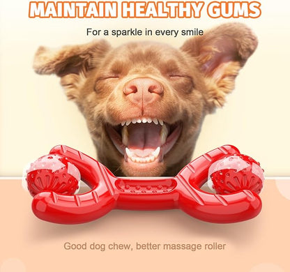 Indestructible Dog Toys for Aggressive Chewers - Heavy-Duty Chew Bones with Real Vanilla Flavor, Interactive &amp; Durable Toys for Medium/Large Dogs to Relieve Boredom