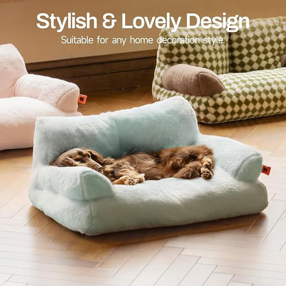 MEWOOFUN Cat Bed for Indoor Cats, Washable Dog Beds for Small Dogs &amp; Cats, Fluffy Cat Couch with Non-Slip Bottom (Blue, 26.0" L x 19.0" W x 13.0" Th)