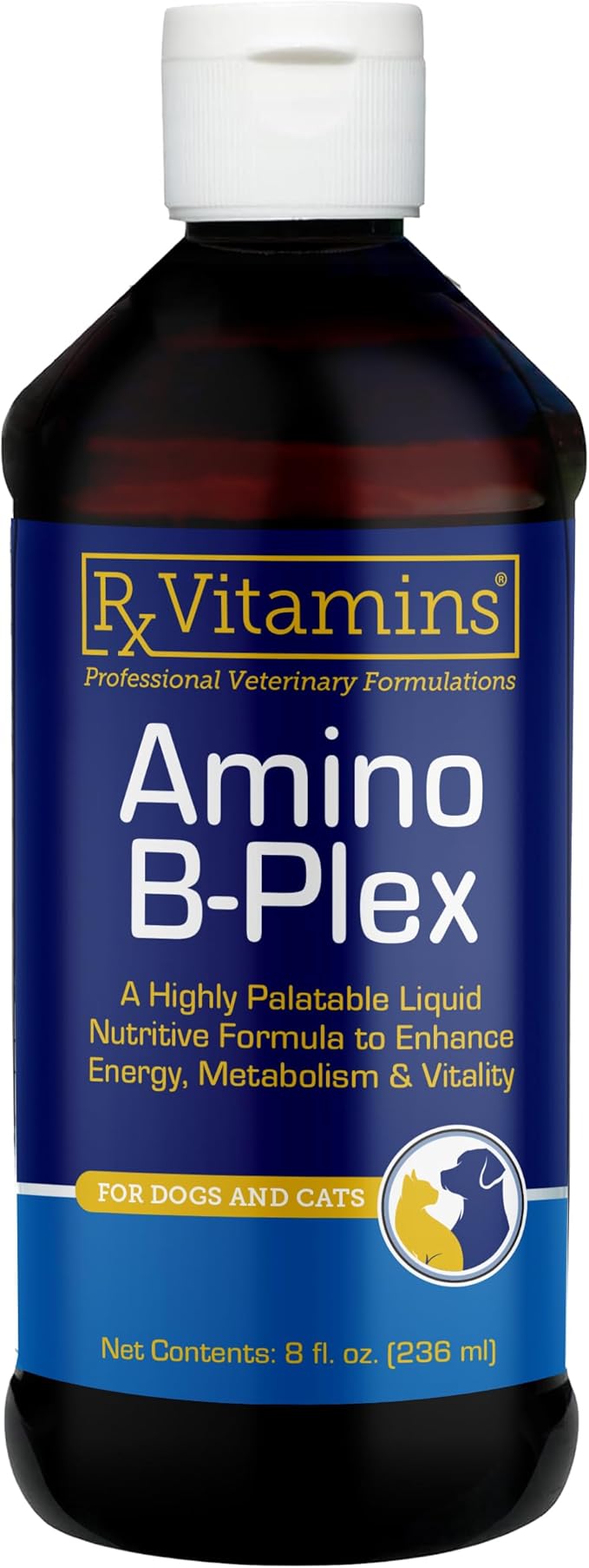 Rx Vitamins Amino B-Plex Cat &amp; Dog Supplement - Vitamin B Complex Liquid Plus Amino Acids for Dogs &amp; Cats - Appetite Booster and Cat &amp; Dog Weight Gainer - Supplements &amp; Vitamins - 8 oz