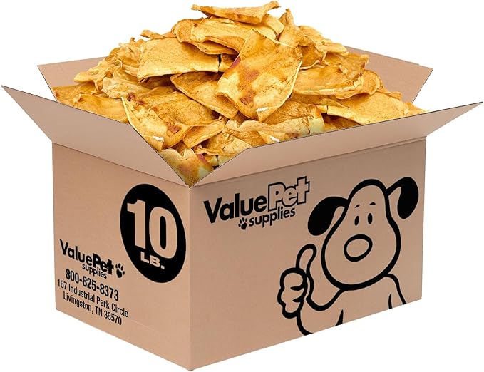 ValueBull USA Rawhide Chips, Chicken Infused, 10 Pound Bulk Pack - Natural &amp; Safe, USA Beef Hide, Long Lasting, Chemical Free, No Artificial Flavors