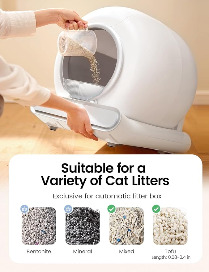 Self Cleaning Cat Litter Box, Ultra-Safe Protection Automatic Cat Litter Box, APP Control/Lower Entry/Large Capacity with 3 Rolls Liners &amp; Mat LELOPETS