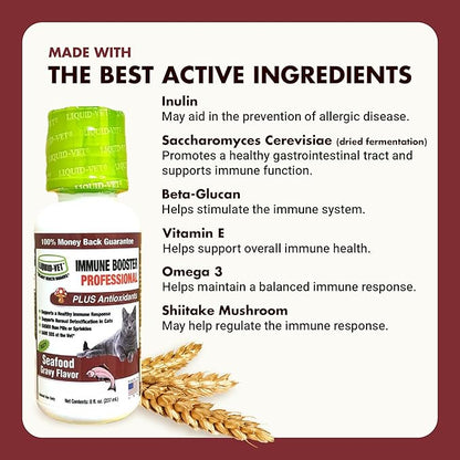 Immune Support for Cats – Daily Formula with Inulin, Beta-Glucan, Vitamin E, Omega-3s, Fermented Yeast &amp; More! - Made for Picky Eaters