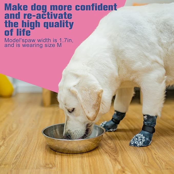 EXPAWLORER Anti Slip Dog Socks to Prevent Licking Paws, Dog Shoes for Hot Pavement, Dog Booties for Small Medium Large Senior Dogs, Traction Control Dog Boots &amp; Paw Protectors for Hardwood Floors