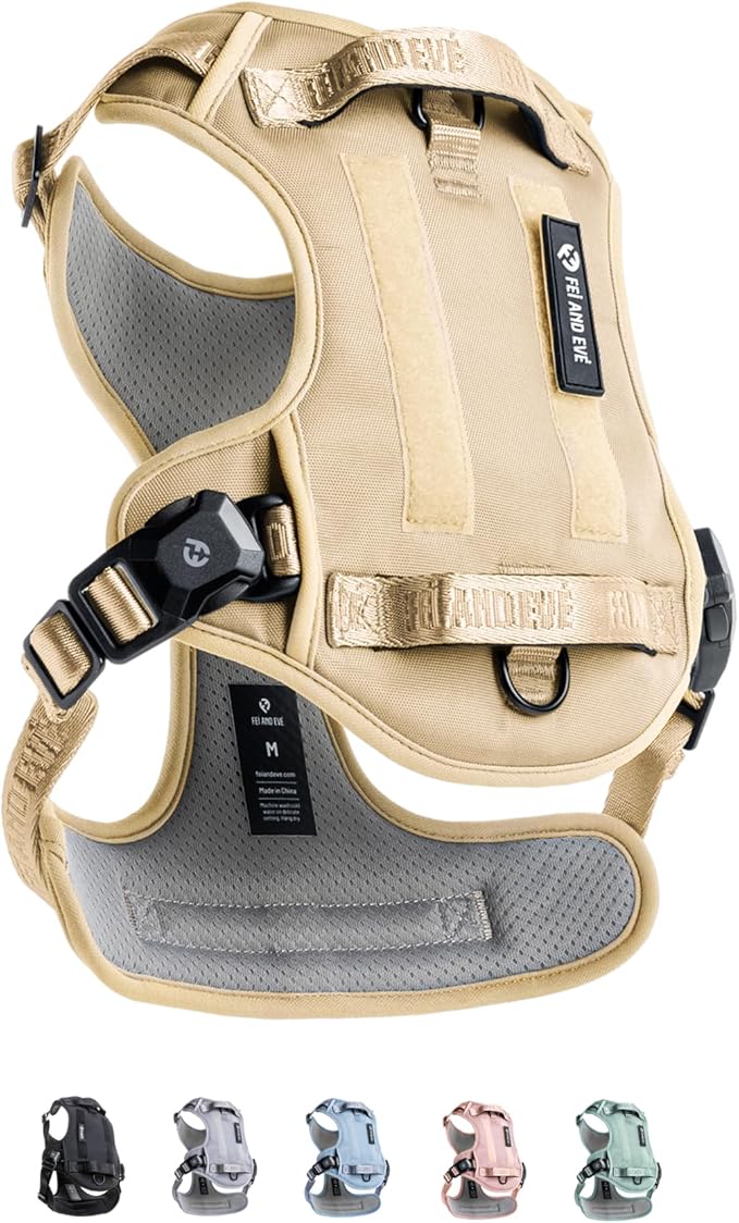 2025 New Edition, Fei &amp; Eve MagEase Dog Harness - 3-Second Magnetic Buckles | 3-Point No-Pull Control | Heavy-Duty 900D Nylon | Dual Safety Handles | Breathable Mesh | Adjustable Fit,X-Large,Champagne