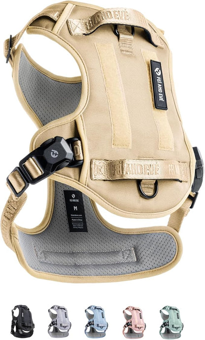 2025 New Edition, Fei &amp; Eve MagEase Dog Harness - 3-Second Magnetic Buckles | 3-Point No-Pull Control | Heavy-Duty 900D Nylon | Dual Safety Handles | Breathable Mesh | Adjustable Fit,X-Large,Champagne