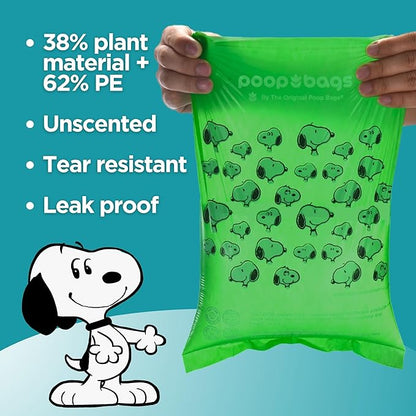 The Original Poop Bags® 38% USDA Biobased Pet Waste Bags, Peanuts Design, Leak-Resistant &amp; Durable, Black/Green, 360 Count