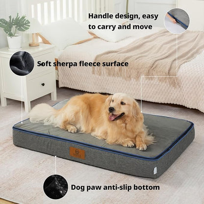 Orthopedic Memory Foam XXL Dog Bed - 6" Thick Beds for Extra Large Sized Dog - Waterproof Removable Washable Cover &amp; Wrap-Around Zipper - Ultimate Comfort &amp; Easy Maintenance, Dary Grey