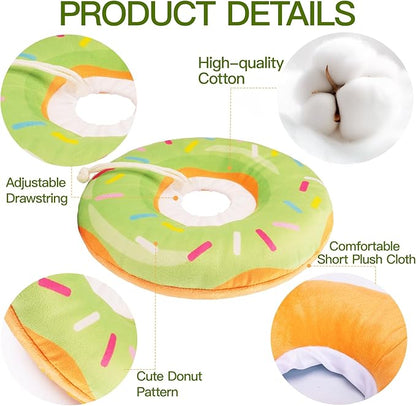Cat Cone Collar Soft, Cute Cat Donut Collar After Surgery, Adjustable Kitten Recovery Cones to Stop Licking, Lightweight Neck Elizabethan Collars for Cats Kittens (Green, Large)