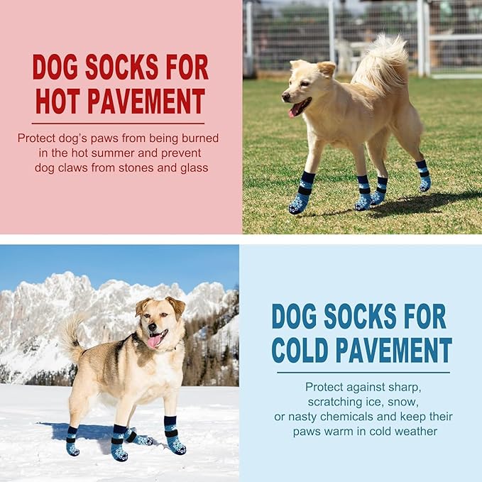EXPAWLORER Anti Slip Dog Socks to Prevent Licking Paws, Dog Shoes for Hot Pavement, Dog Booties for Small Medium Large Senior Dogs, Traction Control Boots &amp; Paw Protectors for Hardwood Floors