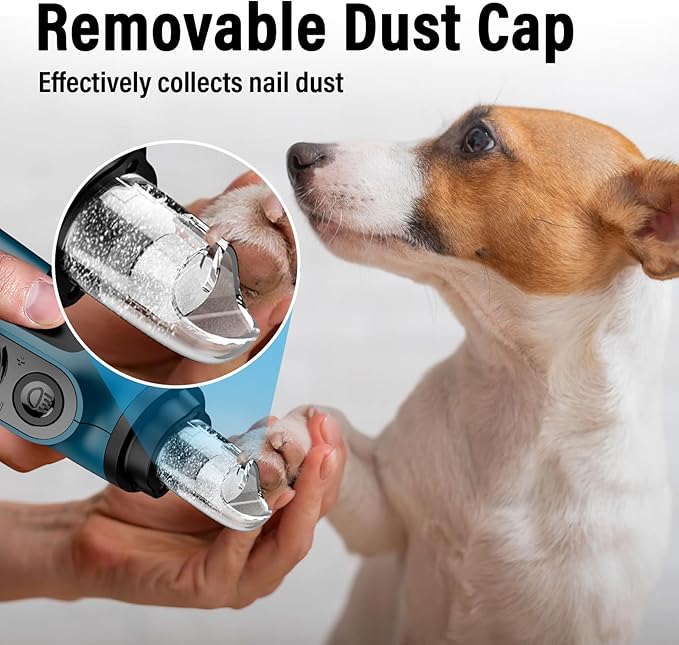 Casfuy Smart 6-Speed Dog Nail Grinder - 50% More Power Pet Nail Grinder with 2 LED Lights Quiet Rechargeable Electric Dog Nail Trimmers File Toenail Grinder for Large Medium Small Dogs &amp; Cats (DB)