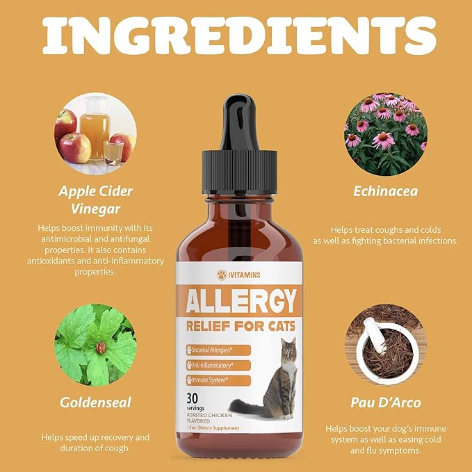 Allergy Relief for Cats | Helps to Naturally Support Allergy &amp; Itch Relief for Cats | Cat Allergy | Cat Itch Relief | Cat Itchy Skin Relief | Cat Allergy Relief for Cats | Cat Supplements &amp; Vitamins