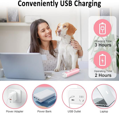 Casfuy Dog Nail Grinder with 2 LED Light for Large Medium Small Dogs - 3X More Powerful 2-Speed Electric Pet Nail Trimmer Rechargeable Quiet Painless Paws Grooming &amp; Smoothing Tool