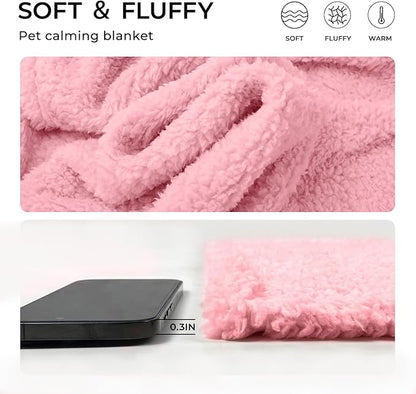 Luciphia 1 Pack 3 Calming Dog Blanket Fluffy Premium Fleece Pet Blankets Soft Sherpa Throw for Dogs Puppy Cat Pink Medium (30" x20")